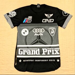 Grand Prix Black and Grey Lavish Society Short Sleeve Jersey Size Large